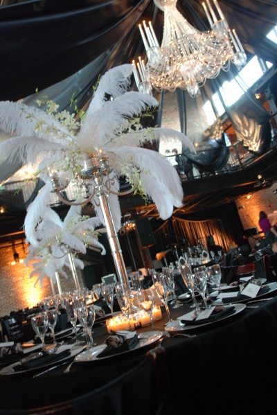 ostrich feather centerpieces Nearly 180 guests dined and danced in a 